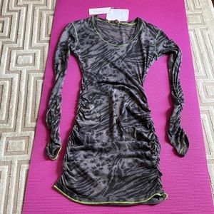 NWT long sleeve animal print, neon stitch